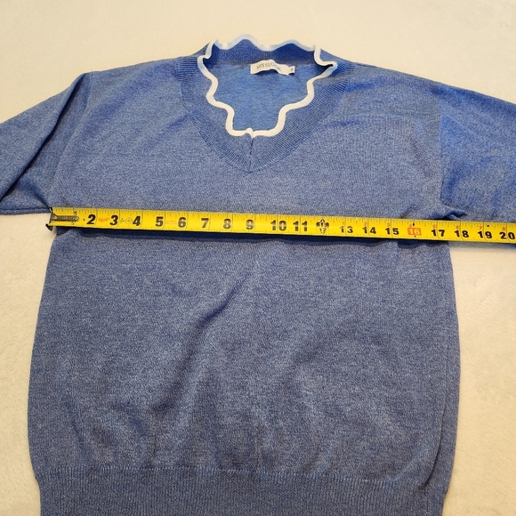 Misslook Blue Scalloped Women's Sweater Size M Clueless Preppy - Picture 5 of 9